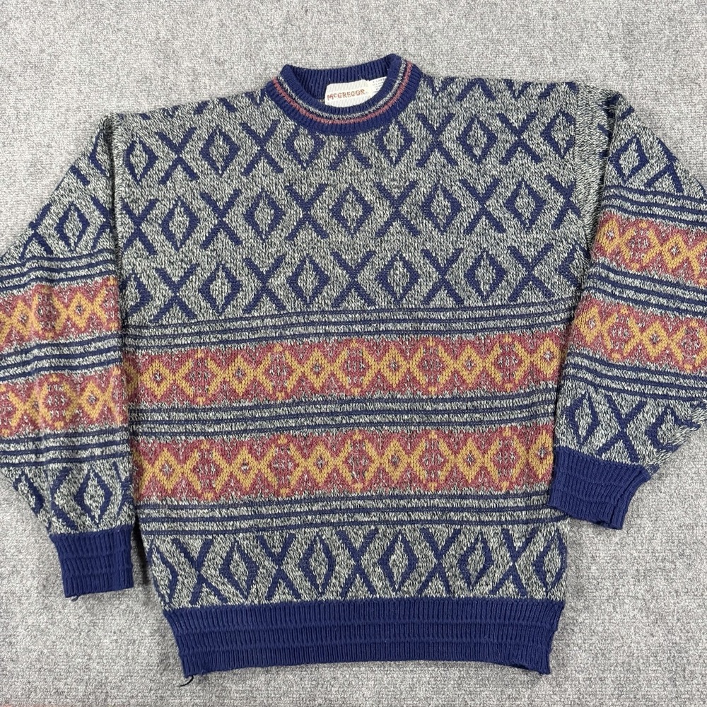 Vintage‎ McGregor Sweater Mens XL Geometric Knit Grandpa 90s